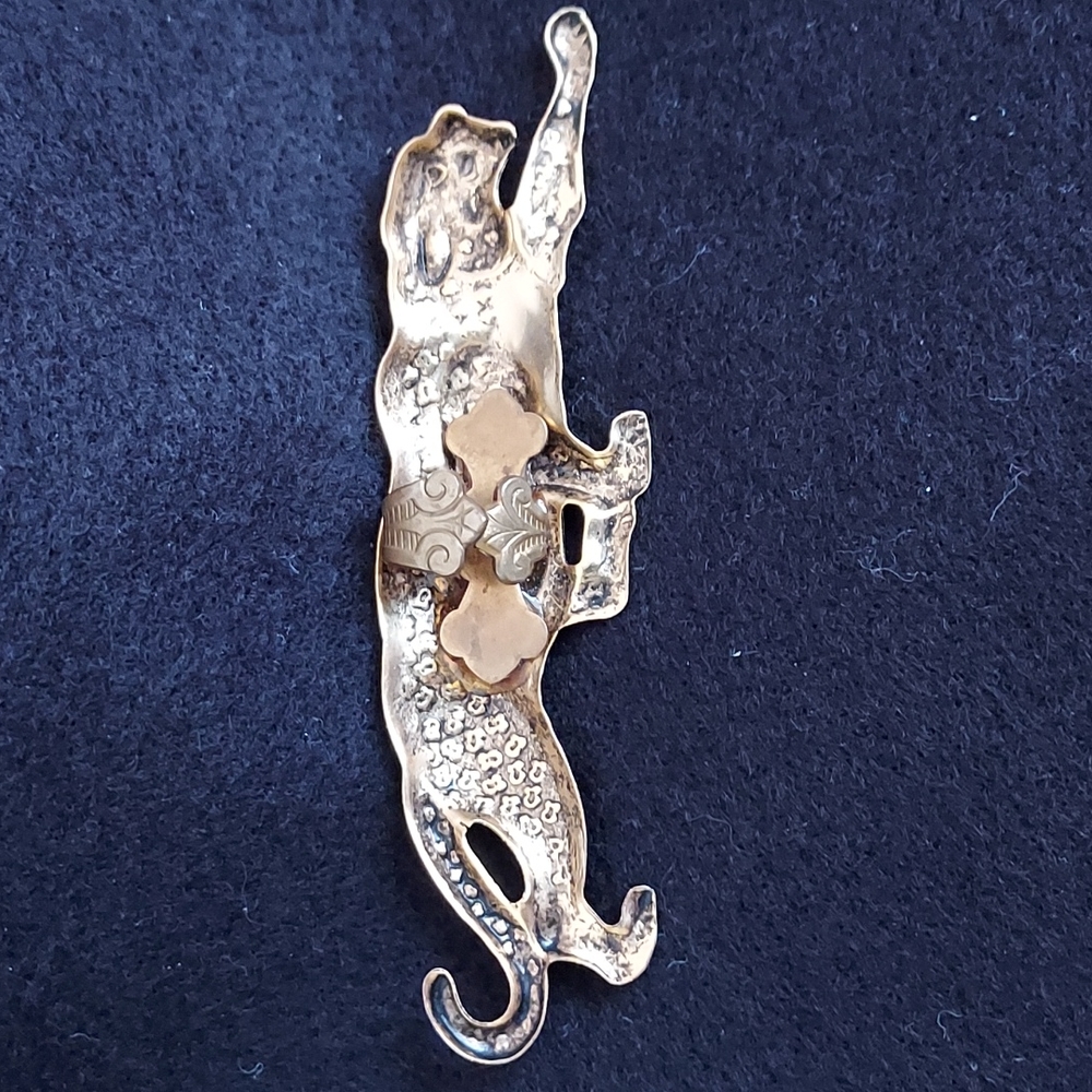 Vintage Brass Leopard Scarf Tie - Picture 2 of 5